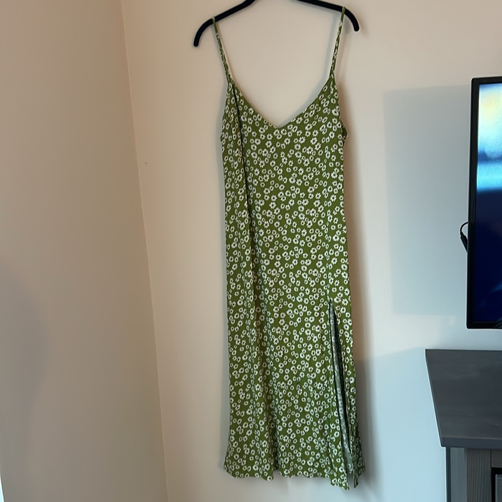 Reformation Green Floral Midi Dress